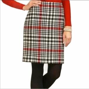Talbots Classic Houndstooth Plaid Pencil Skirt Women Sizes 2P & 10 Wool Blend